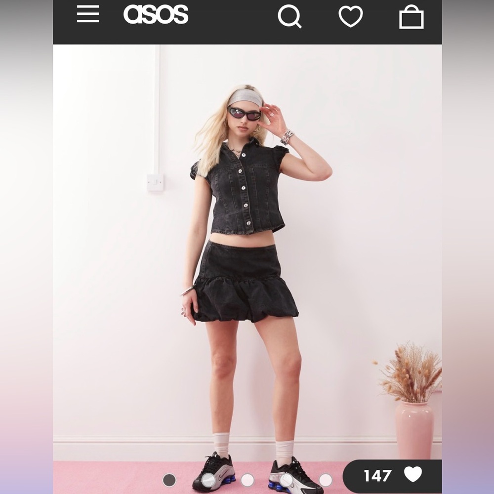 ASOS Black Denim Bubble Skirt; COLLUSION denim bubble skirt in black